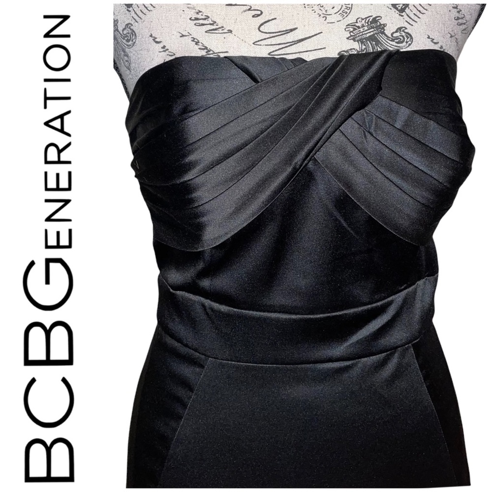 BCBGeneration Satin Black Dress Prom Black Tie Size 2 - Picture 2 of 15